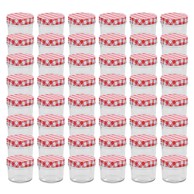 Staklenke za džem s bijelo-crvenim poklopcima 48 kom 110 ml