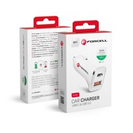 FORCELL Auto punjač CC-QCPD01, bijeli, USB 3.0 + USB C Quick Charging, PD 20W, 4A