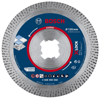BOSCH Professional dijamantna rezna ploča Expert HardCeramic X-LOCK, 125 x 22,23 x 1,4 x 10 mm (2608900658)