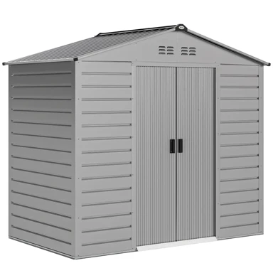 Metalna vrtna kućica za alat s kosim krovom, 2,43 m², 213 x 131 x 192 cm, siva