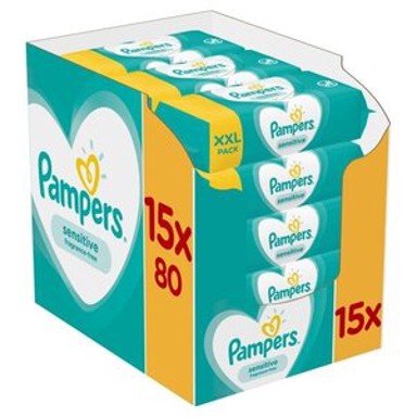 PAMPERS Vlažne maramice Sensitive, 15 x 80