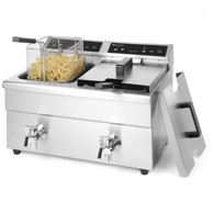 HENDI Kitchen Line dvostruka indukcijska friteza sa slavinom, 2 x 8 l, 215029