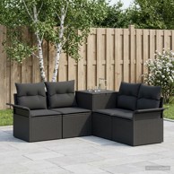 Set sofa 5 kom od poliratana i čelika, crni
