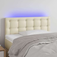 LED uzglavlje 90 x 5 x 78/88 cm od umjetne kože, krem