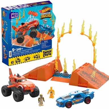 HOT WHEELS MEGA Monster kamion Tiger Shark, set za gradnju, 245 dijelova