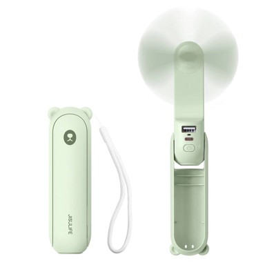 JISULIFE Prijenosni ručni ventilator Life 8, 2000 mAh + svjetiljka + punjač, zeleni