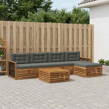 Set vanjskih sofa s jastukom, 6 kom, prirodna i antracit