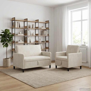 Set sofa s pohranom 2 kom od poliestera, krem