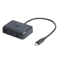 DELTACO USB-C hub, 4 porta, 5 Gbps, s dodatnim ulazom za napajanje, crni