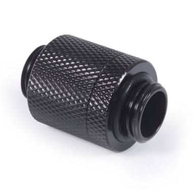 ALPHACOOL Adapter D-Plug ES, 20mm, G1/4 vanjski navoj na G1/4 vanjski navoj, Duboko crni