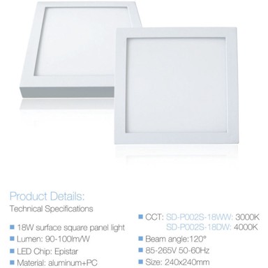 PANEL Svjetlo LED Nadgradni, SD-P002S-18WW