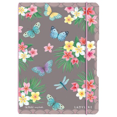 HERLITZ Notes 50044290, LADYLIKE Butterflies, s gumicom, isprekidane crte, A5, 40 listova, 80 g/m²