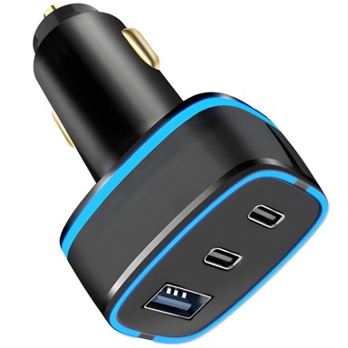 VEN-DENS Autopunjač USB-A + 2x USB-C, crna