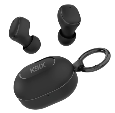 Slušalice bežične KSIX Neutron, USB-C, kopča za karabiner, baterija 4h+16h, crne
