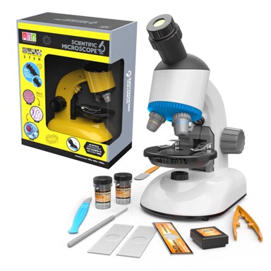 Dječji mikroskop s rekvizitima za promatranje uzoraka, bijeli
