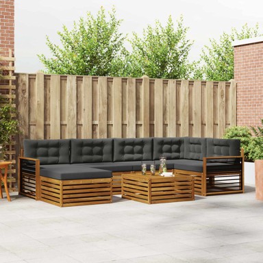 Set vanjskih sofa, 7 kom, s jastucima, prirodna i antracit
