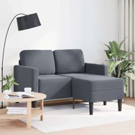 Sofa 2-sjed s ležaljkom u obliku slL baršun tamnosiva 25 cm