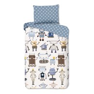 GOOD MORNING Pamučna dječja posteljina za krevet za jednu osobu 140x200 cm Robo plava/bež