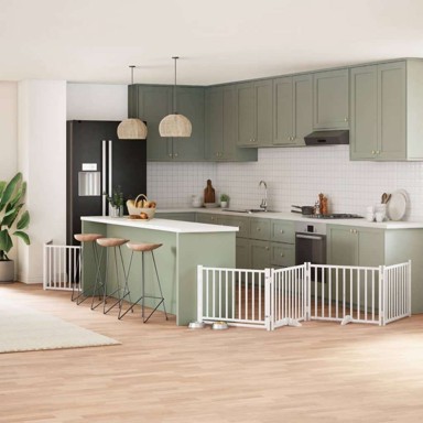 Vrata za pse s vratašcima, 10 panela, sklopiva, 80 x 60 x 2 cm