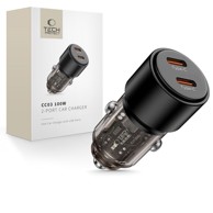 TECH-PROTECT Brzi punjač za mobitel za auto CC03, 100 W, 2 x Type C
