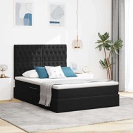 Krevet s prostorom za pohranu i LED-om 140 x 200 cm, baršun, crni