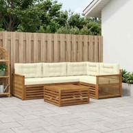 Set vanjskih sofa, 5-dijelni, s jastucima, prirodni i krem