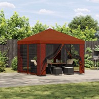 Gazebo, 3 x 3 m, poliester i čelik, 190 gsm, bez bočnog zida, terakota