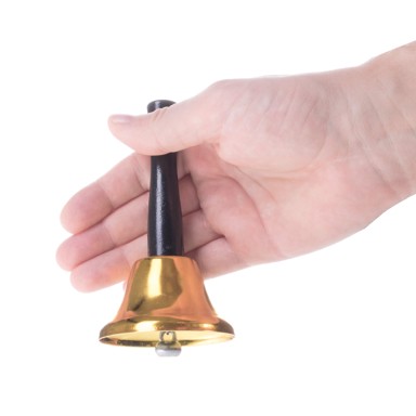 Zvono s ručkom, crno-zlatno, 12,3 × 6,4 cm