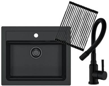 ALVEUS Set sudoper ATROX 30 i slavina FLEXA Black Edition