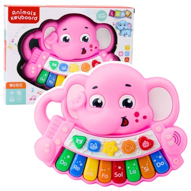 HUANGER Interaktivni klavir sa slonom i zvukovima životinja, rozi