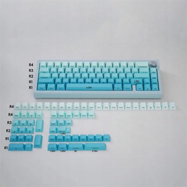 KBCUSTOM kapice za tipke Gradient Cyan, PBT, Cherry profil, 125 kom.