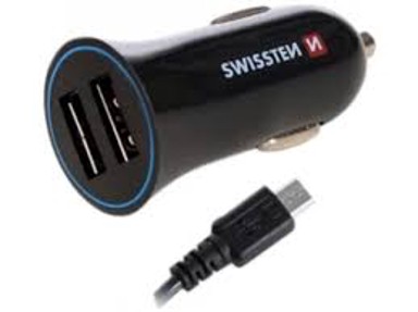 SWISSTEN Auto punjač 2xUSB 2.4A + USB-C