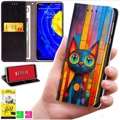 BLUEMOON Futrola u obliku novčanika za Motorola moto G56 - poklopac s uzorkom + 9H staklo