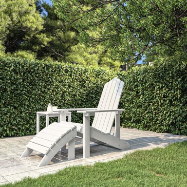 ADIRONDACK Vrtna stolica s osloncem za noge HDPE bijela