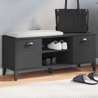 Klupa za cipele VIKEN crna 106 x 35 x 45 cm masivna borovina