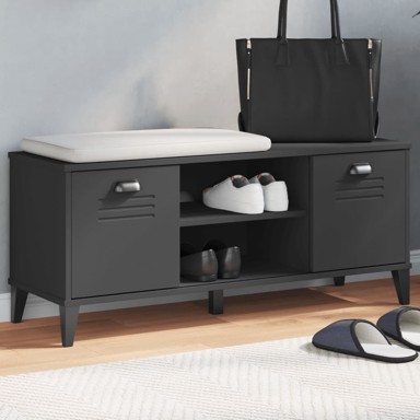 Klupa za cipele VIKEN crna 106 x 35 x 45 cm masivna borovina