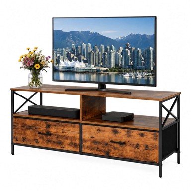 NORTHIX industrijski TV stalak s prostorom za pohranu, 120 cm, crni