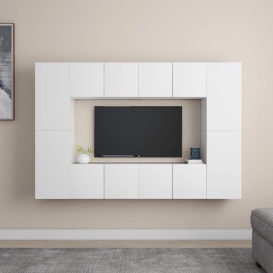 8-dijelni set TV ormarića, bijeli od konstruiranog drva