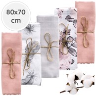 BABYU Pelene od muslina, hipoalergene, mekane, 80x70 cm, 5 kom
