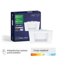 GREEN TECH Ugradni LED panel 12 W 3 CCT kvadratni