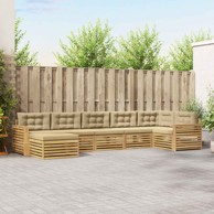 Set vanjskih sofa s jastukom, 7 kom, bijela i bež