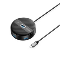 ORICO USB-C Hub YS1-C2, 4 priključka, USB-A 3.0, 3 x USB-A 2.0, 0,3 m, crna