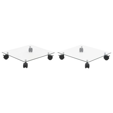 Pomična postolja za biljke 2 kom 35 x 35 cm četvrtasta staklena