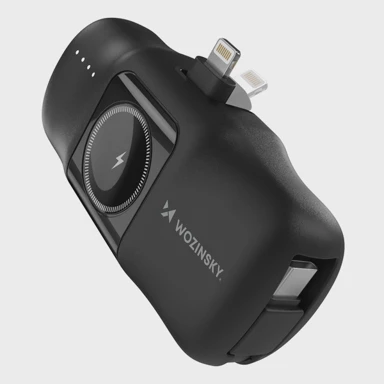 WOZINSKY Power bank WF16-YCS, Mini Lightning, 5000 mAh, 15 W, s ugrađenim USB-C kabelom, crni