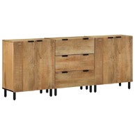 Komoda 3-dijelni set 60x33x75 cm, puno drvo manga, smeđa
