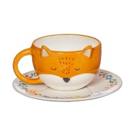 SASS & BELLE Narančasta šalica s tanjurićem Finley Fox, 300 ml