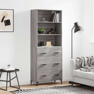 Visoka komoda siva sonome 69 5x34x180 cm od konstruiranog drva , ladice