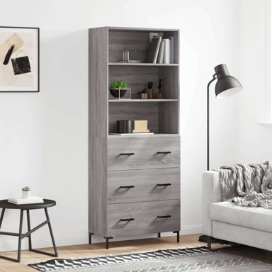 Visoka komoda siva sonome 69 5x34x180 cm od konstruiranog drva , ladice