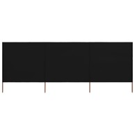 Vjetrobran s 3 panela od tkanine, model nepoznat, 400 x 120 cm, crni