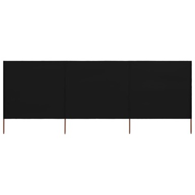 Vjetrobran s 3 panela od tkanine, model nepoznat, 400 x 120 cm, crni